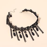 Gothic Dark Tassel Lace Choker main image 1