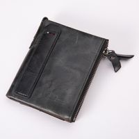 Pu Leather Double Zipper Retro Wallet sku image 1
