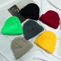 Exclusif Pour Croix-frontière Spot Marchandises Solide Couleur Tricoté De Chapeau Femmes Automne Et D'hiver Au Chaud Tout-correspondant Calotte Coréenne Style Beanie Chapeau Bonnet De Laine Hommes De Mode main image 5