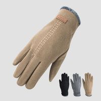 New Velvet Gloves Winter Warm Solid Color Outdoor Riding Cold-proof Finger Touch Screen Gloves main image 1