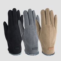 New Velvet Gloves Winter Warm Solid Color Outdoor Riding Cold-proof Finger Touch Screen Gloves main image 3