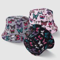 2021 New Colorful Butterfly Double-sided Fisherman Hat Hip-hop Trend Street Sunscreen Hat Fashion Casual Basin Hat main image 1