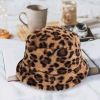 New Leopard Print Fisherman Hat Women's Autumn And Winter Warm Plush Thickened Hat Personality All-matching Travel Fashion Bucket Hat main image 1
