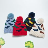 Cartoon Dinosaur Children's Hat Autumn And Winter Cute Plus Velvet Warm Baby Knitted Hat main image 3