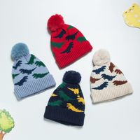 Cartoon Dinosaur Children's Hat Autumn And Winter Cute Plus Velvet Warm Baby Knitted Hat main image 4