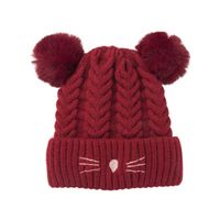 2021 New Baby Hat Autumn And Winter Cute Fleece Lined Warm Cartoon Fur Ball Woolen Cap Children Baby Knit Hat main image 6