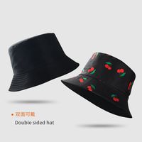 European And American Fisherman Cherry Simple Versatile Sunscreen Sun Visor  Flat-top Double-sided Wear Basin Hat main image 4