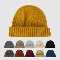Korean Melon Hat Warm Pure Color Knitted Wool Hat Outdoor Hat Hip Hop Tide main image 1