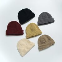 Korean Melon Hat Warm Pure Color Knitted Wool Hat Outdoor Hat Hip Hop Tide main image 5
