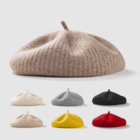 Autumn And Winter New Woolen Beret Fashion Pure Color Breathable Warm Knitted Hat Winter Woolen Hat Beret Hat main image 1