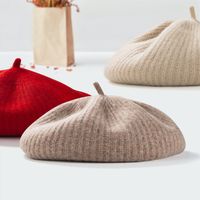 Autumn And Winter New Woolen Beret Fashion Pure Color Breathable Warm Knitted Hat Winter Woolen Hat Beret Hat main image 3