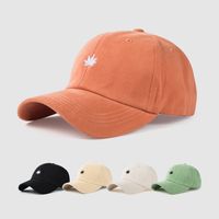 Maple Leaf Embroidered Baseball Cap Korean Age-reducing Caps College Wind Curved Eaves Sunshade Hat main image 1