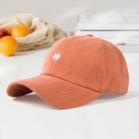 Maple Leaf Embroidered Baseball Cap Korean Age-reducing Caps College Wind Curved Eaves Sunshade Hat main image 3