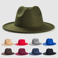 Exclusive For Cross-border British Retro Woolen Hat Men 's And Women 's Hats Monochrome Light Board Felt Cap Simple Big Brim Fedora Hat Tide main image 1