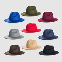 Exclusive For Cross-border British Retro Woolen Hat Men 's And Women 's Hats Monochrome Light Board Felt Cap Simple Big Brim Fedora Hat Tide main image 2