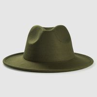 Exclusive For Cross-border British Retro Woolen Hat Men 's And Women 's Hats Monochrome Light Board Felt Cap Simple Big Brim Fedora Hat Tide main image 3