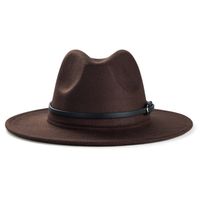 Cross-border Exclusively Retro Woolen Hats For Monochrome Belt Accessories Felt Hat Simple Big Brim Jazz Hat main image 2
