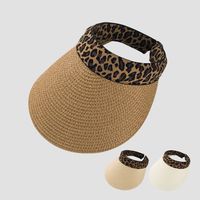 Wholesale Korean Sun Hat Small Leopard Print Straw Hat Empty Top Cap Summer Sunshade Beach Hat main image 1