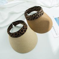 Wholesale Korean Sun Hat Small Leopard Print Straw Hat Empty Top Cap Summer Sunshade Beach Hat main image 4