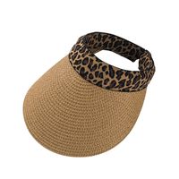 Wholesale Korean Sun Hat Small Leopard Print Straw Hat Empty Top Cap Summer Sunshade Beach Hat main image 6