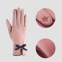 New Simple Bow Gloves Female Autumn And Winter Warm Points Finger Touch Screen Gloves main image 4