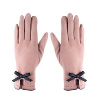 New Simple Bow Gloves Female Autumn And Winter Warm Points Finger Touch Screen Gloves main image 2