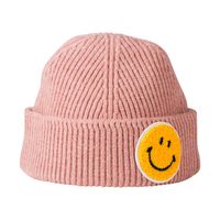 Sombrero De Lana Coreano Calor De Otoño E Invierno Gran Cara Sonriente Cúpula Color Sólido Dibujos Animados Smiley Gorro De Punto Grueso main image 6