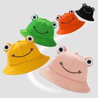 Fisherman Hat Korean Version Cute Art Frog Smile Embroidery Sun Hat Warm Basin Hat main image 1