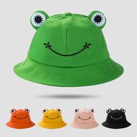 Fisherman Hat Korean Version Cute Art Frog Smile Embroidery Sun Hat Warm Basin Hat main image 6