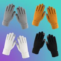 Korean Style Knitting Wool Gloves Women's Autumn And Winter Knitting Gloves Men's Deer Jacquard Touch Screen Warm Thickened Outdoor Riding Rice Grain main image 1