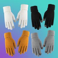 Korean Style Knitting Wool Gloves Women's Autumn And Winter Knitting Gloves Men's Deer Jacquard Touch Screen Warm Thickened Outdoor Riding Rice Grain main image 3