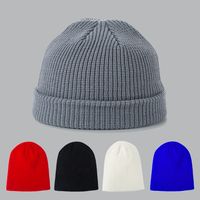 Spot Melon Leather Hat Hip-hop Knitted Hat Autumn And Winter Fashion Flanging Personality Solid Color Woolen Hat main image 1