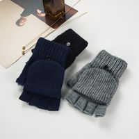 Wholesale New Winter Half Finger Clamshell Gloves Plus Velvet Knitted Jacquard Warm Gloves main image 3
