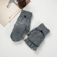 Wholesale New Winter Half Finger Clamshell Gloves Plus Velvet Knitted Jacquard Warm Gloves main image 5