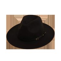 Wine Red Hat New Belt Word Buckle Top Hat Autumn And Winter Woolen Jazz Hat Wide-brimmed Sun Hat main image 6