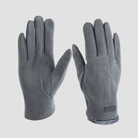 New Velvet Gloves Winter Warm Solid Color Outdoor Riding Cold-proof Finger Touch Screen Gloves sku image 3