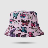 2021 New Colorful Butterfly Double-sided Fisherman Hat Hip-hop Trend Street Sunscreen Hat Fashion Casual Basin Hat sku image 2