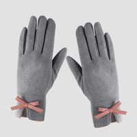 New Simple Bow Gloves Female Autumn And Winter Warm Points Finger Touch Screen Gloves sku image 5