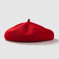 Autumn And Winter New Woolen Beret Fashion Pure Color Breathable Warm Knitted Hat Winter Woolen Hat Beret Hat sku image 1