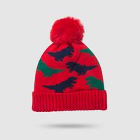 Cartoon Dinosaur Children's Hat Autumn And Winter Cute Plus Velvet Warm Baby Knitted Hat sku image 1