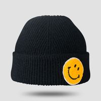 Sombrero De Lana Coreano Calor De Otoño E Invierno Gran Cara Sonriente Cúpula Color Sólido Dibujos Animados Smiley Gorro De Punto Grueso sku image 1