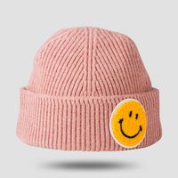 Korean Woolen Hat Autumn And Winter Warmth Big Smiley Face Dome Solid Color Cartoon Smiley Thick Knitted Hat sku image 2
