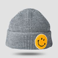 Korean Woolen Hat Autumn And Winter Warmth Big Smiley Face Dome Solid Color Cartoon Smiley Thick Knitted Hat sku image 3