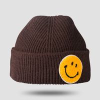 Korean Woolen Hat Autumn And Winter Warmth Big Smiley Face Dome Solid Color Cartoon Smiley Thick Knitted Hat sku image 5