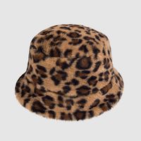 New Leopard Print Fisherman Hat Women's Autumn And Winter Warm Plush Thickened Hat Personality All-matching Travel Fashion Bucket Hat sku image 1