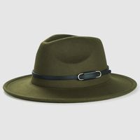 Cross-border Exclusively Retro Woolen Hats For Monochrome Belt Accessories Felt Hat Simple Big Brim Jazz Hat sku image 6