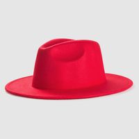 Exclusive For Cross-border British Retro Woolen Hat Men 's And Women 's Hats Monochrome Light Board Felt Cap Simple Big Brim Fedora Hat Tide sku image 1