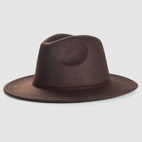 Exclusive For Cross-border British Retro Woolen Hat Men 's And Women 's Hats Monochrome Light Board Felt Cap Simple Big Brim Fedora Hat Tide sku image 4