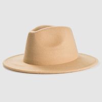 Exclusive For Cross-border British Retro Woolen Hat Men 's And Women 's Hats Monochrome Light Board Felt Cap Simple Big Brim Fedora Hat Tide sku image 5