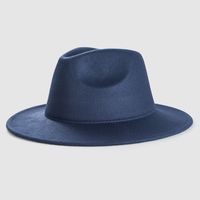 Exclusive For Cross-border British Retro Woolen Hat Men 's And Women 's Hats Monochrome Light Board Felt Cap Simple Big Brim Fedora Hat Tide sku image 6